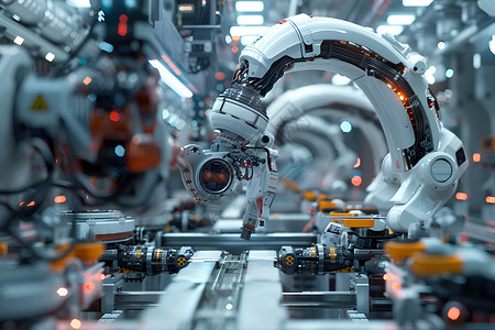 机械组装工厂机器人背景