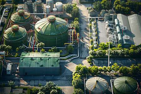 工业厂区绿色屋顶高清图片