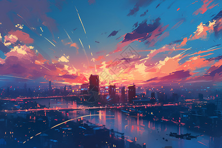 日出城市背景图片
