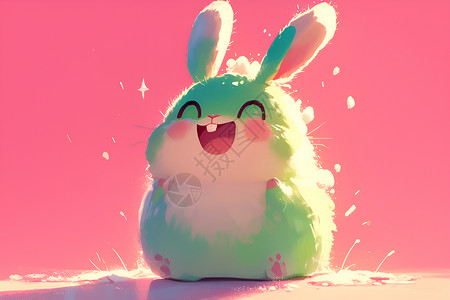 可爱小兔子惊讶大笑的兔子插画