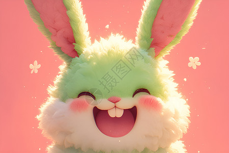 粉色背景上的小兔子背景图片