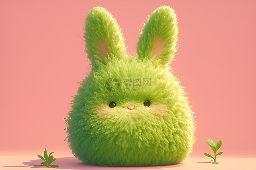 毛绒小绿兔图片