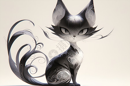 卡通黑白猫咪背景图片