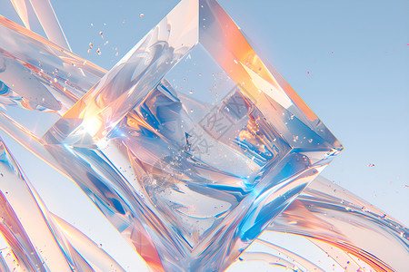 透明水晶立方体背景图片