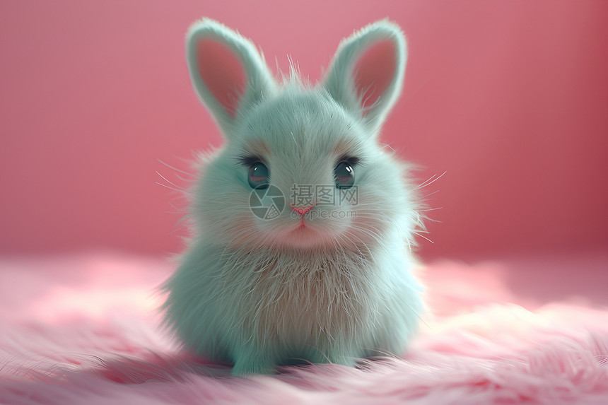 粉色世界中的棉花糖兔图片