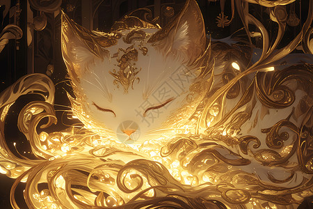 金光璀璨的猫咪背景图片