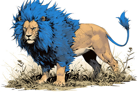 威武的蓝毛狮子背景图片