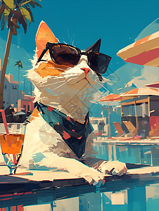 沐浴阳光的猫咪背景图片