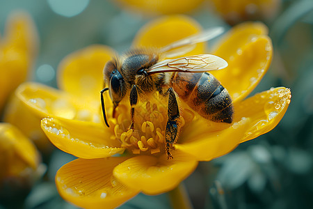 蜜蜂采集花蜜背景