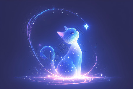 星空下的猫咪高清图片