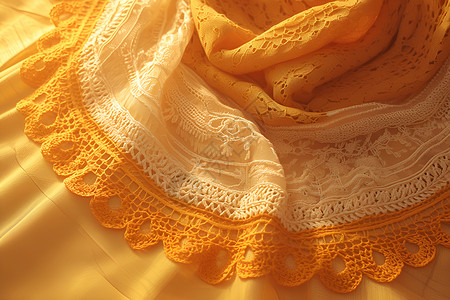 黄色钩针毛线织物背景图片