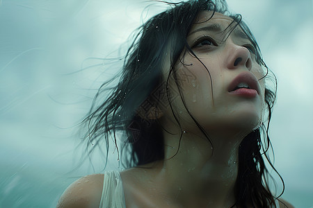 雨中的孤独少女背景图片