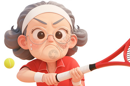 老年女人素材老太太打网球插画