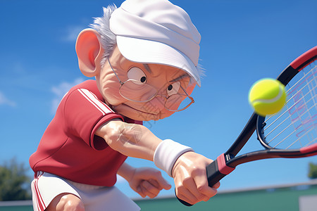 老年人打网球背景图片