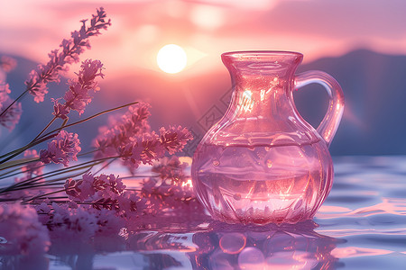 夕阳下的花瓶背景图片