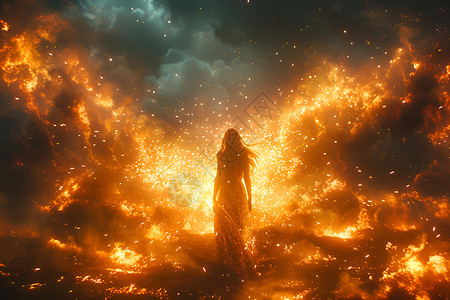 火光中的女性背景图片