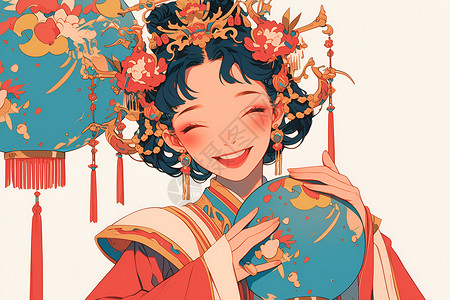 传统中国服饰萌妹子背景图片