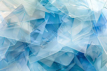 蓝色纹路背景冰晶几何玻璃插画