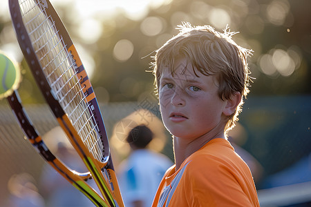 夏日网球训练的孩子高清图片