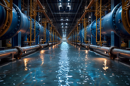 污水处理厂的管道背景图片