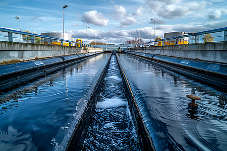 废水环保工厂内的工业处理废水背景