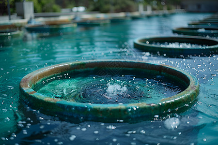 工业水池处理污水的机器背景