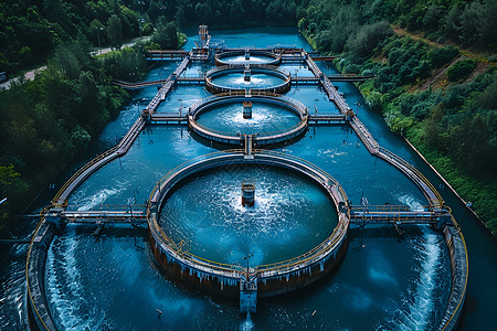 水体治理巨大水池内的水背景