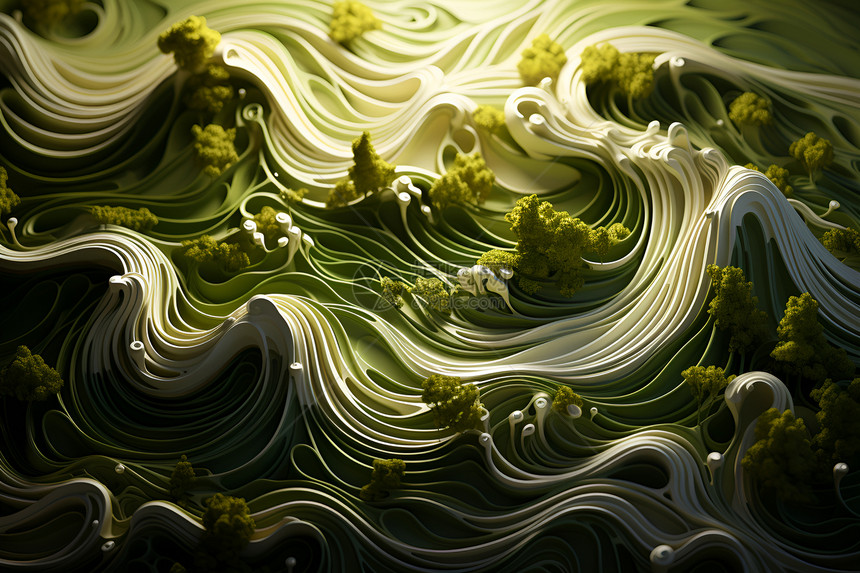奇观的绿色波浪图片