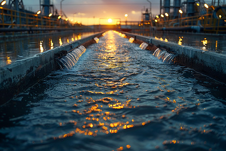 阳光下的污水处理厂背景图片