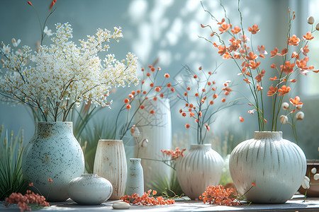 花瓶与鲜花背景图片