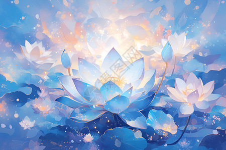 绽放的蓝莲花背景图片