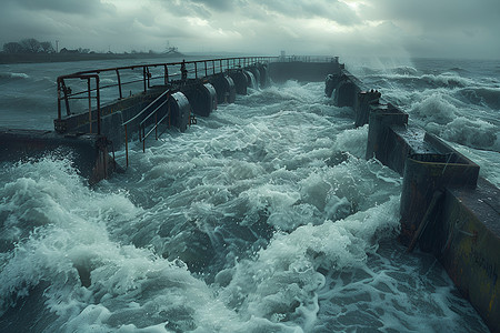 暴风雨中的污水处理厂背景图片