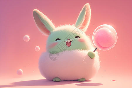 可爱兔斯基糖棉花兔欢快表情设计图片