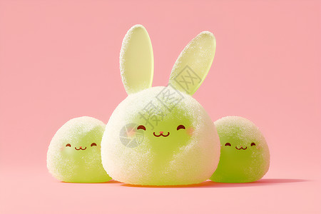 蜜枣棉花糖绿色棉花糖小兔子设计图片