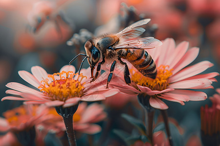 花间蜜蜂背景图片