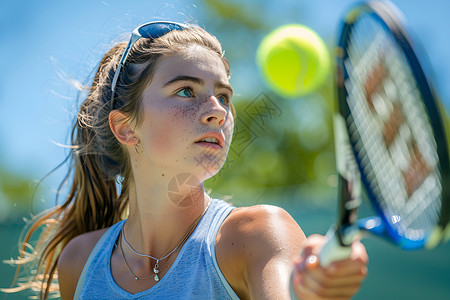 女子网球运动中的女孩背景