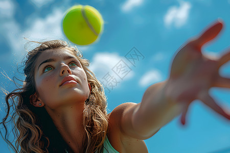 球员投球活力的网球少女背景