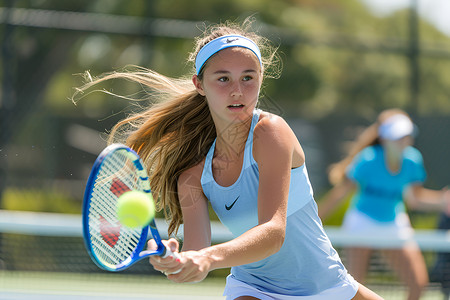 球员受伤夏日活力的网球少女背景