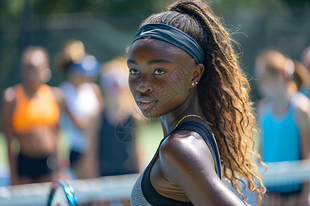女子培训网球培训中的黑人少女背景