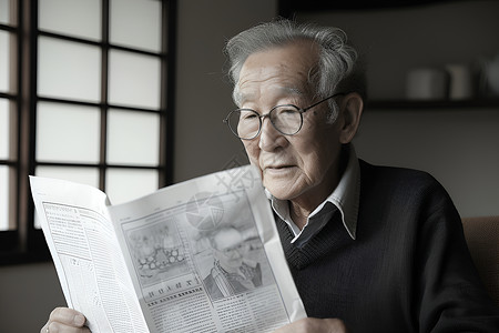 眼镜老人看报纸的老人背景