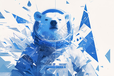 极地熊穿宇航服背景图片