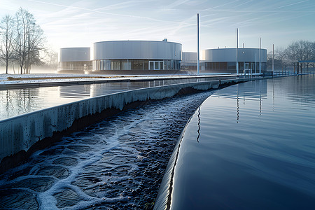 污水处理素材现代化污水处理厂背景