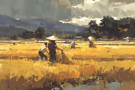 金色稻田背景图片