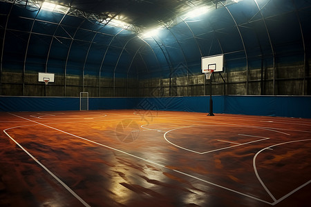 篮球馆的素材封闭篮球场的绘画插画