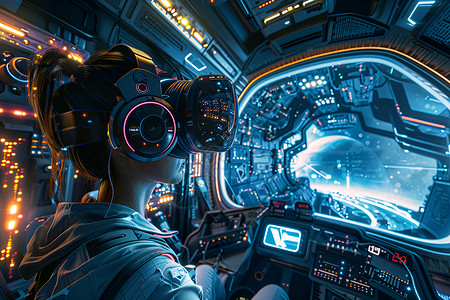 虚拟vr体验太空站上的人设计图片
