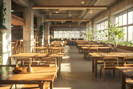 清新校园餐厅背景图片