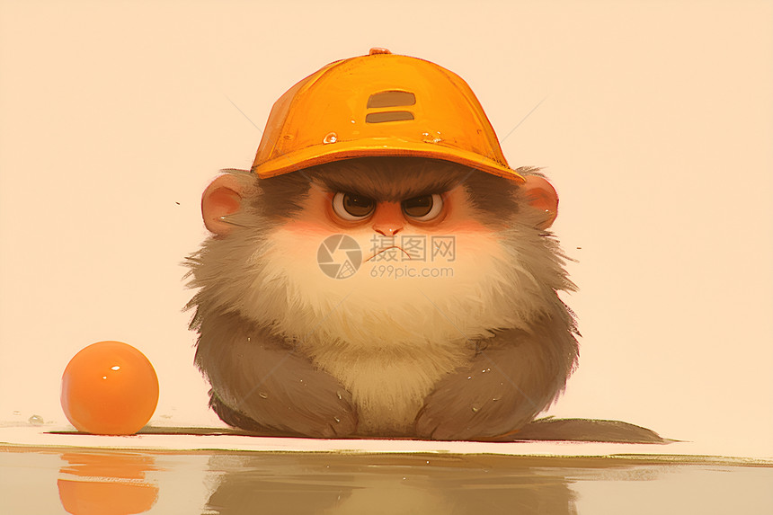猴子戴橙色帽子图片