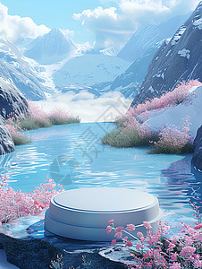 雪上飞碟梦幻水中展台风景设计图片
