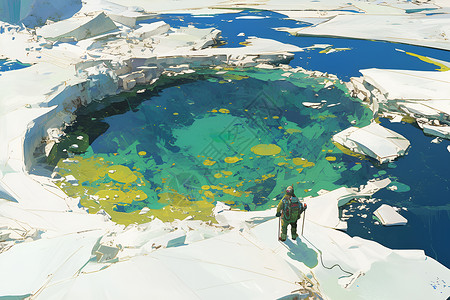 地理湖泊冰湖中的绚丽奇景插画