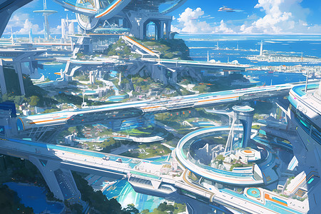 奇幻未来之城背景图片